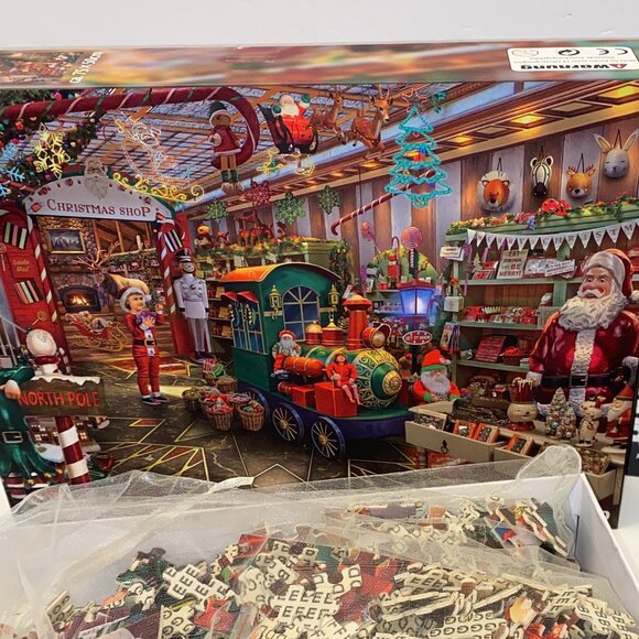 Becko Us Puzzle Wooden Jigsaw Puzzle Christmas Santa Shop 1000 Pieces - Picture 6 of 6